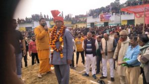 अन्तर्राष्ट्रीय विराट कुश्ती दंगल का उद्धघाटन करते हुए लोसेपा के राष्ट्रीय अध्यक्ष